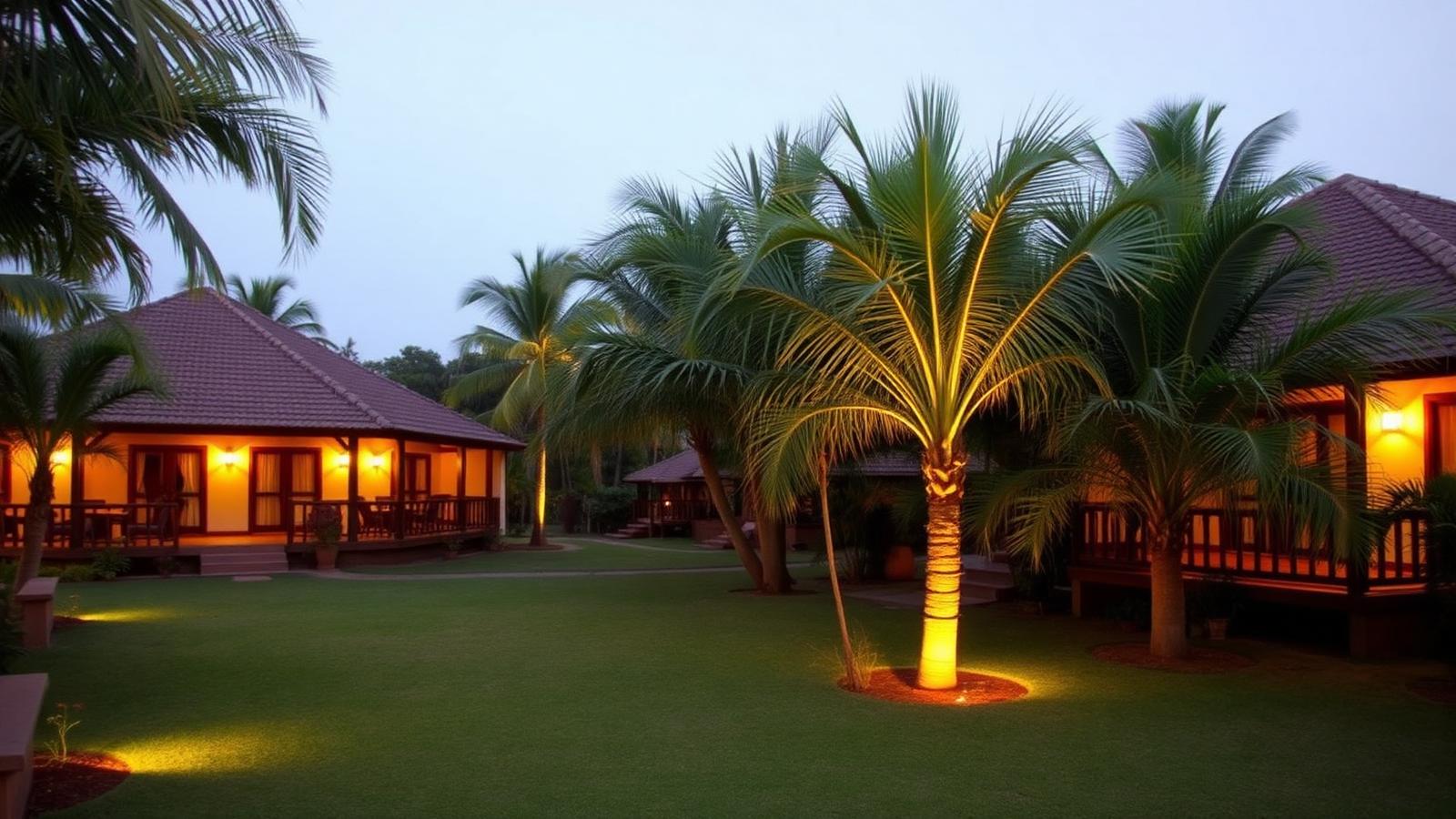 Hôtel de charme en périphérie d'Abidjan avec bungalows et jardin tropical